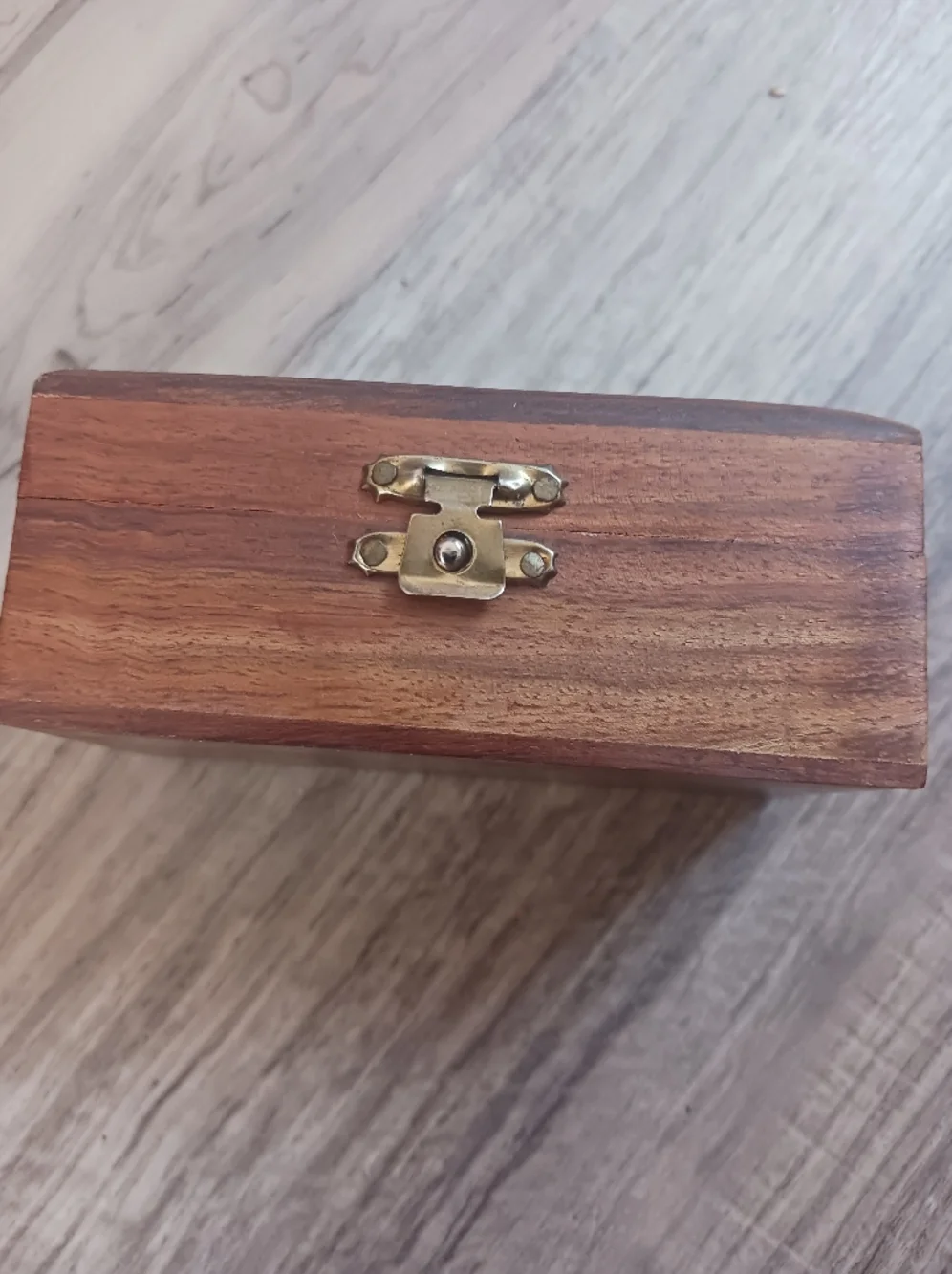 Vintage Hand-Carved Wooden Floral Trinket Box - Brown